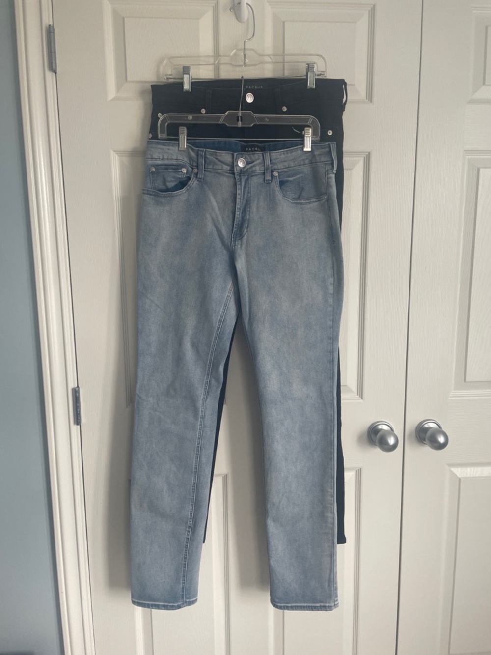 PacSun Men's Slim Straight Light Wash/Black Jeans Bundle of 2